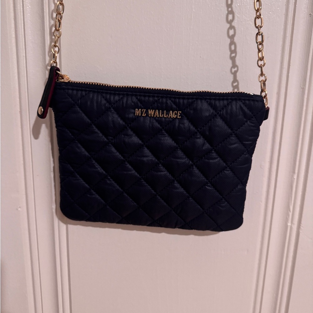 MZ Wallace Navy Quilted Crossbody Bag